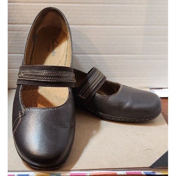 Clarks Active Air Geraldine Mary Jane Brown Leather Flats 10M‎ - Picture 3 of 13